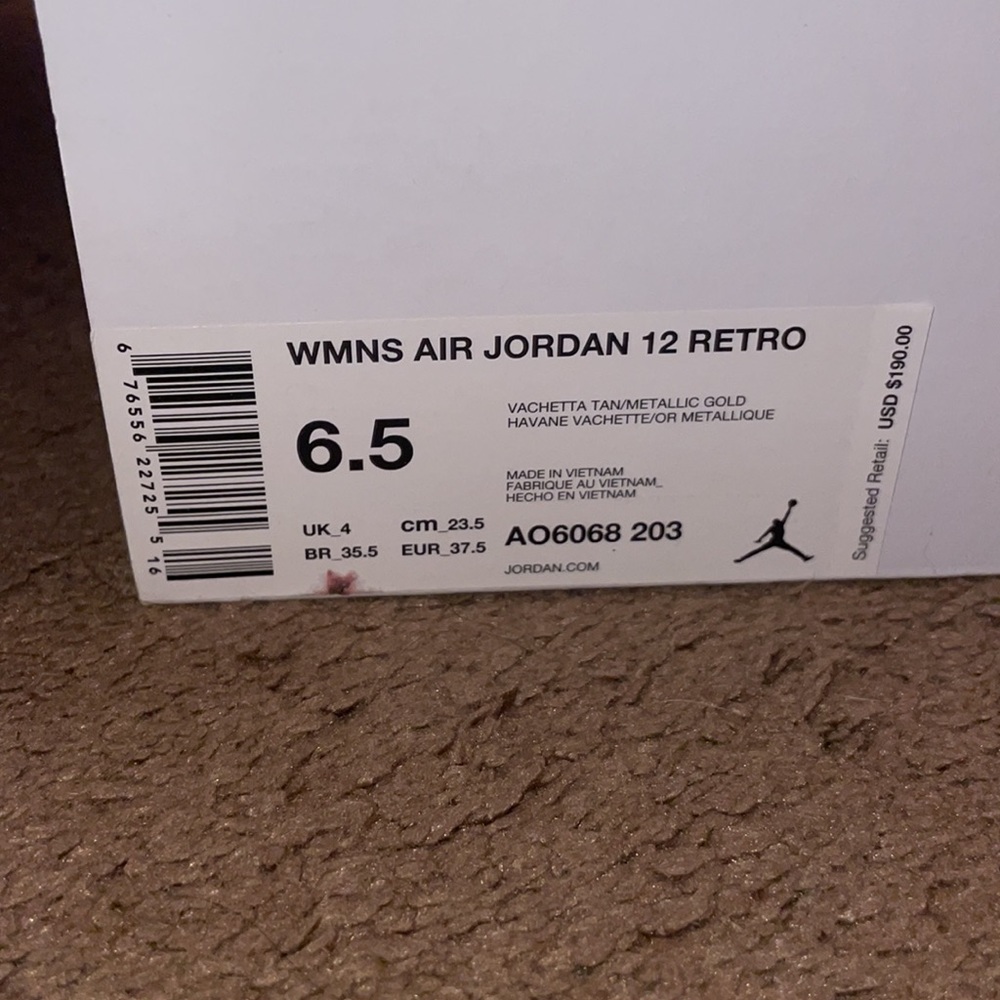 Women’s Air Jordan 12 Retro “Vachetta Tan” Size 6.5 With Original Box - Picture 8 of 9